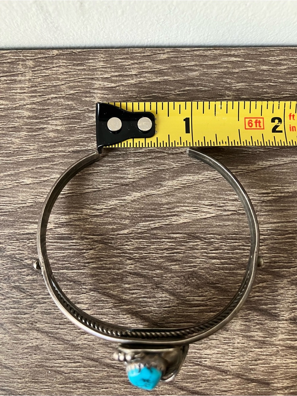 Vintage Navajo Sterling Silver & Natural Turquoise MAX C. Cuff Bangle Bracelet - Picture 14 of 14